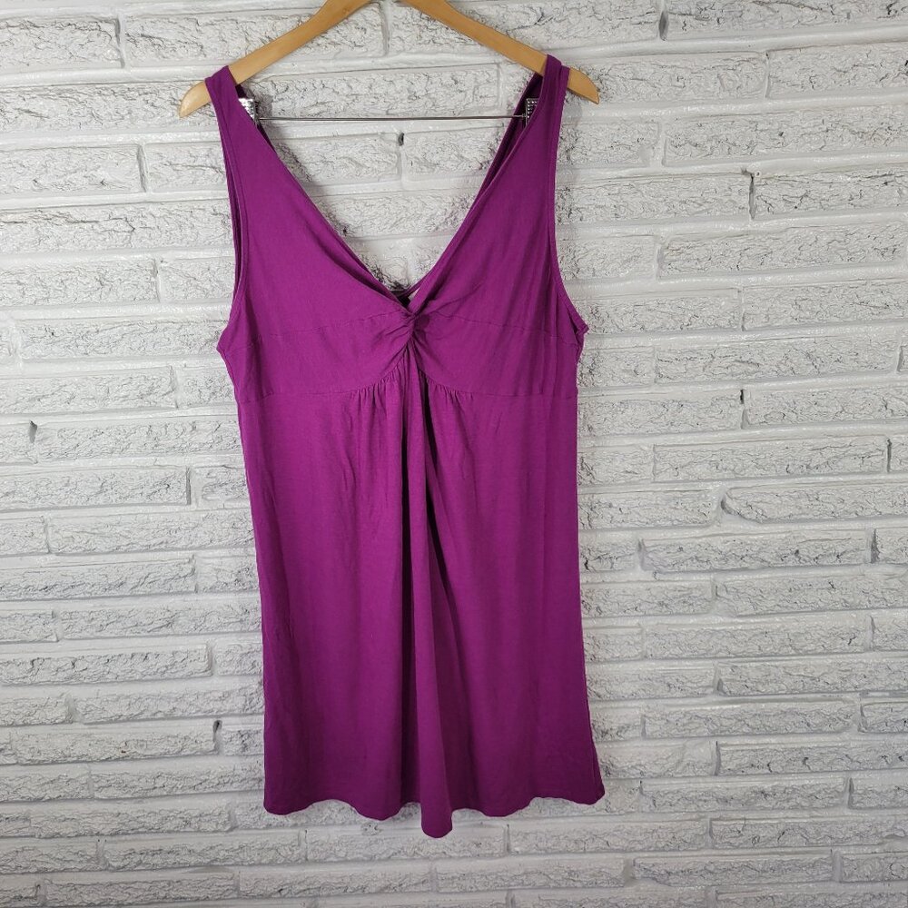 Ann Taylor LOFT Women's XL Purple V-Neck Mini Tank Dress Cotton Blend PUR5E